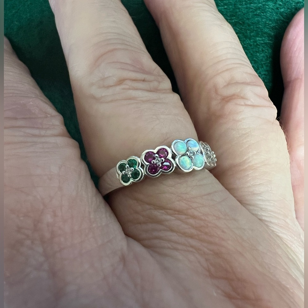 Sterling Silver Adore Message Ring With Simulated… - image 2